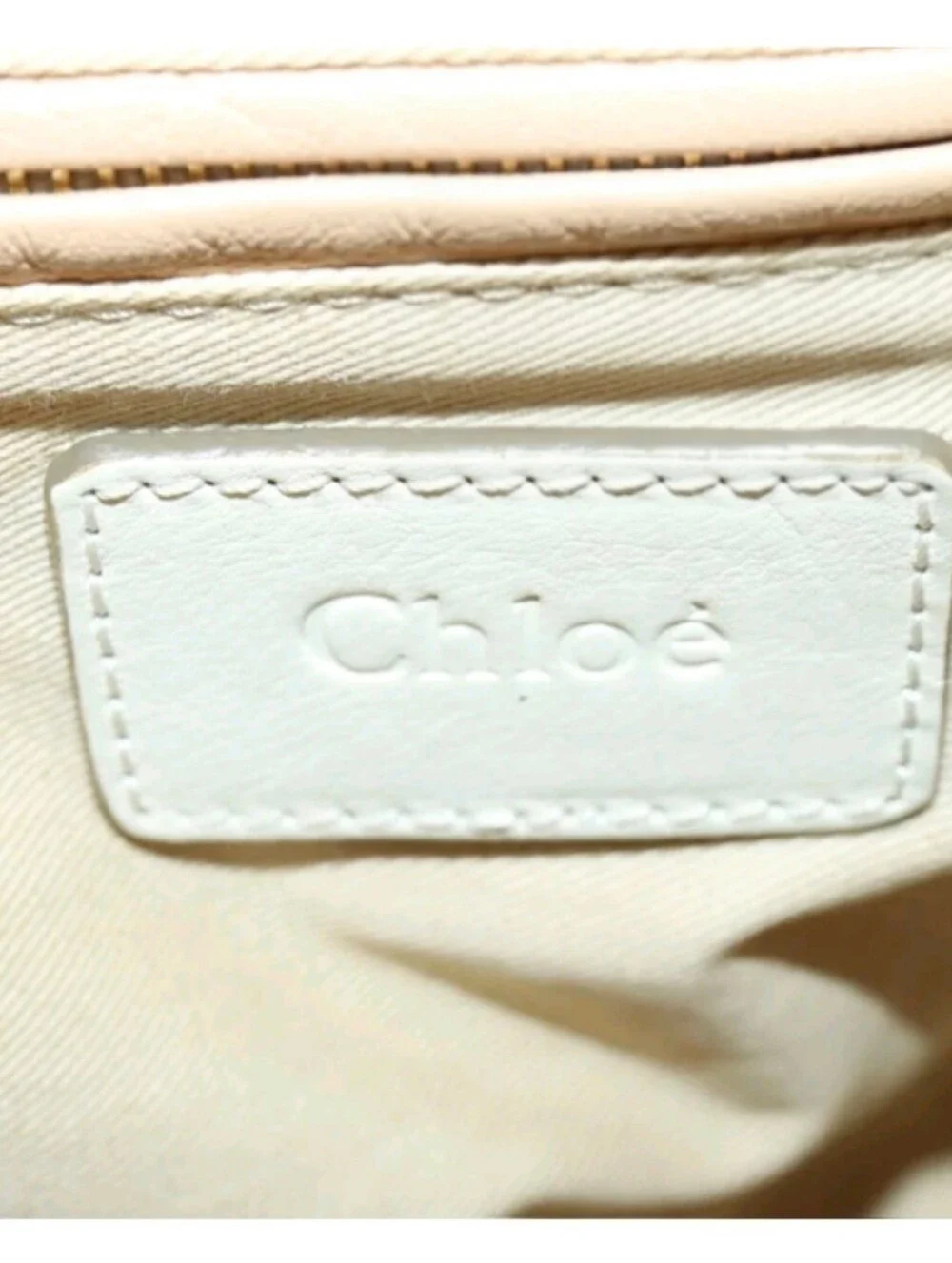Chloe Ivory Leather Paraty With Gold Accents Satchel Bag